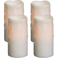 LED Wax Dripping Pillar Candle (Set of 4)