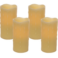 LED Wax Dripping Pillar Candle (Set of 4)