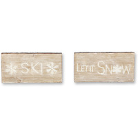 Let It Snow and Ski Plaque (Set of 2)