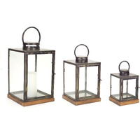 Wood and Metal Lantern (Set of 3)