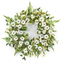 Mixed Foliage and Daisy Wreath