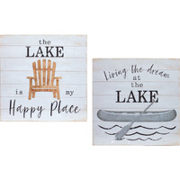Wooden Lake Sign (Set of 2)
