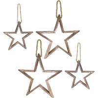 Wooden Star Ornament (Set of 4)