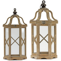 Wood and Metal Lantern (Set of 2)
