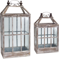 Wood and Metal Lantern (Set of 2)