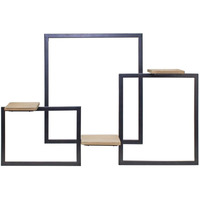 Iron and Wood Squares Wall Shelf