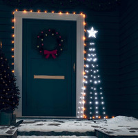 vidaXL Christmas Cone Tree Cold White 84 LEDs 2x5 ft