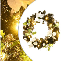 vidaXL Christmas Wreath with LED Lights Black 23.6" PVC