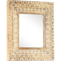 vidaXL Hand-Carved Mirror 19.7"x19.7"x1" Solid Mango Wood