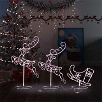 vidaXL Acrylic Christmas Flying Reindeer&Sleigh 102.4"x8.3"x34.3" Warm White