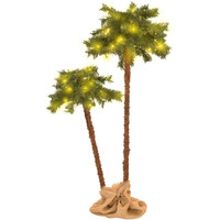 vidaXL Artificial Double Palm Tree with LEDs 41.3"&70.9"