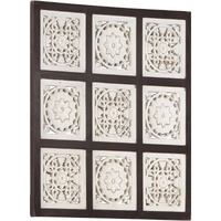 vidaXL Hand-Carved Wall Panel MDF 23.6"x23.6"x0.6" Brown and White