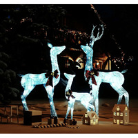 vidaXL Reindeer Family Christmas Decoration White and Silver 201 LEDs