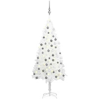 vidaXL Artificial Christmas Tree with LEDs&Ball Set White 47.2"