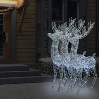 vidaXL XXL Acrylic Christmas Reindeers 250 LED 3 pcs 70.9" Cold white