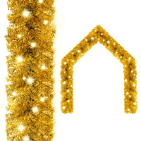 vidaXL Christmas Garland with LED Lights 66 ft Gold