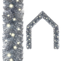 vidaXL Christmas Garland with LED Lights 66 ft Silver