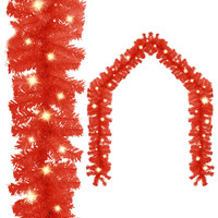 vidaXL Christmas Garland with LED Lights 66 ft Red