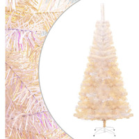 vidaXL Artificial Christmas Tree with Iridescent Tips White 6 ft PVC