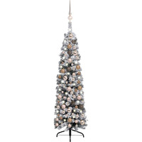vidaXL Slim Artificial Christmas Tree with LEDs&Ball Set Green 59.1"
