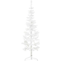 vidaXL Slim Artificial Half Christmas Tree with Stand White 6 ft