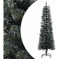 vidaXL Artificial Slim Christmas Tree with Stand Green 5 ft PVC