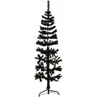 vidaXL Slim Artificial Half Christmas Tree with Stand Black 5 ft