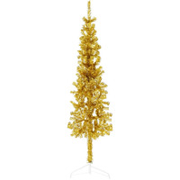 vidaXL Slim Artificial Half Christmas Tree with Stand Gold 5 ft