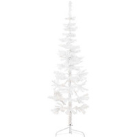 vidaXL Slim Artificial Half Christmas Tree with Stand White 5 ft