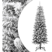 vidaXL Artificial Slim Christmas Tree with Flocked Snow 5 ft PVC&PE