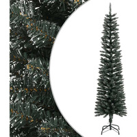 vidaXL Artificial Slim Christmas Tree with Stand Green 7 ft PVC