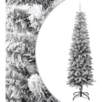 vidaXL Artificial Slim Christmas Tree with Flocked Snow 6 ft PVC&PE