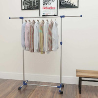 vidaXL Adjustable Clothes Rack Stainless Steel 65"x17.3"x59.1" Silver