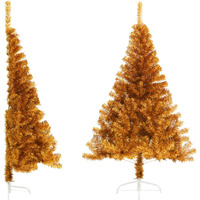 vidaXL Artificial Half Christmas Tree with Stand Gold 5 ft PVC