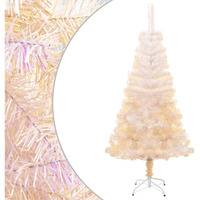 vidaXL Artificial Christmas Tree with Iridescent Tips White 5 ft PVC