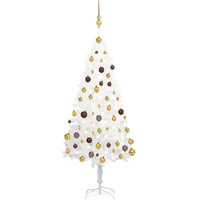 vidaXL Artificial Christmas Tree with LEDs&Ball Set White 59.1"