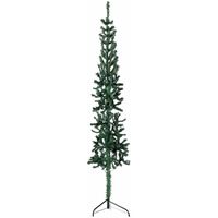 vidaXL Slim Artificial Half Christmas Tree with Stand Green 7 ft