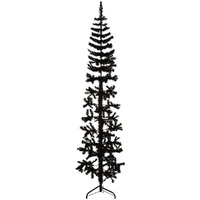 vidaXL Slim Artificial Half Christmas Tree with Stand Black 7 ft