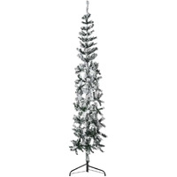 vidaXL Slim Artificial Half Christmas Tree with Flocked Snow 7 ft