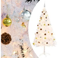 vidaXL Artificial Christmas Tree with Baubles and LEDs White 6 ft