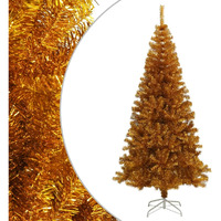 vidaXL Artificial Christmas Tree with Stand Gold 7 ft PET