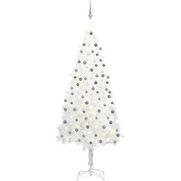 vidaXL Artificial Christmas Tree with LEDs&Ball Set White 82.7"