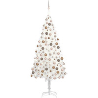 vidaXL Artificial Christmas Tree with LEDs&Ball Set White 82.7"