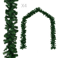 vidaXL Christmas Garlands 4 pcs Green 106.3" PVC