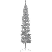 vidaXL Slim Artificial Half Christmas Tree with Stand Silver 8 ft