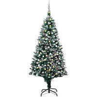 vidaXL Artificial Christmas Tree with LEDs&Ball Set&Pine Cones 82.7"