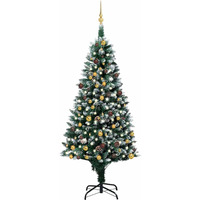 vidaXL Artificial Christmas Tree with LEDs&Ball Set&Pinecones 82.7"