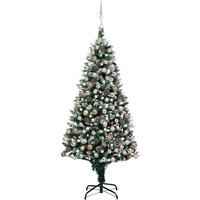 vidaXL Artificial Christmas Tree with LEDs&Ball Set&Pine Cones 82.7"