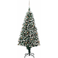 vidaXL Artificial Christmas Tree with LEDs&Ball Set&Pine Cones 94.5"