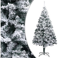 vidaXL Artificial Christmas Tree with Flocked Snow Green 7 ft PVC